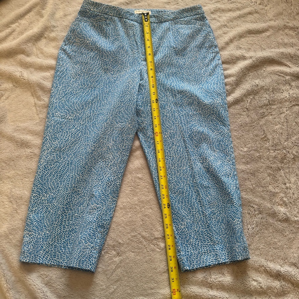 Coldwater Creek Aqua Blue and White Patterned Cropped Pants‎ Size 10 - Picture 4 of 9